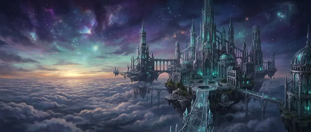 Ancient ruined city in the sky
